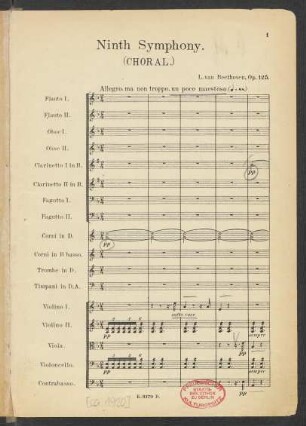 Ninth symphony : (Choral) : op. 125