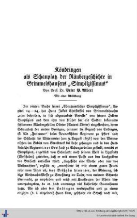 Köndringen als Schauplatz der Räubergeschichte im Grimmelshausens "Simplizissimus".