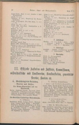 A. Wohlthätigkeits-Anstalten, Vereine und Kassen.
