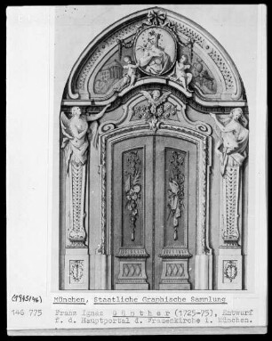 Entwurf für das ausgeführte Westportal der Münchner Frauenkirche