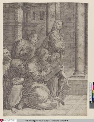 [Figurengruppe aus Raphaels Schule von Athen; Groupe of figures extracted from Raphael's 'School of Athens'; Le groupe tirée de l'école d'Athènes]