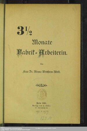 3 1/2 Monate Fabrik-Arbeiterin