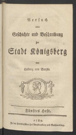 H. 5: Versuch einer Geschichte und Beschreibung der Stadt Königsberg