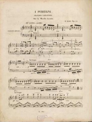 Grandes variations pour piano seul sur la marche favorite de l'opéra I Puritani : opéra 82