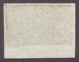 Ernst Großkopf, Einwohner zu Odenheim, und seine Ehefrau Barbara verschreiben dem Ritterstift Bruchsal eine jährliche Gült von 2 1/2 Gulden aus 50 Gulden Kapital.
