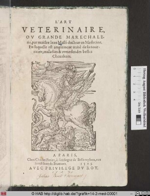 [L' Art vetérinaire, Titelblatt]