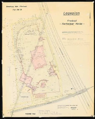 Freibad Merheimer Heide, Köln: Lageplan Vermessungskarte 1:500