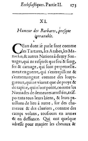XI. Humeur des Barbares, presque intraitable