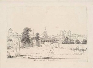 Pirna von der Westseite mit dem Dohnaischen Tor und zwei Uniformierten