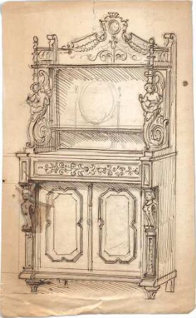 Zocher, Ernst; Architektonische Entwürfe - Buffet - Entwurf (Perspektive)