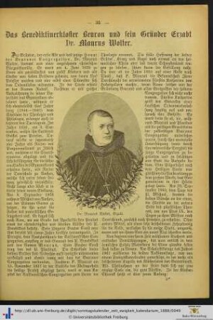 Das Benediktinerkloster Beuron und sein Gründer Erzabt Dr. Maurus Wolter.