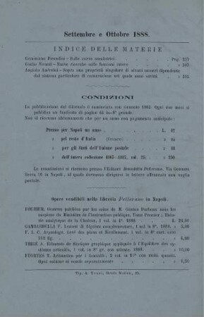 Indice delle materie. Condizioni.