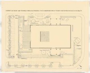 Grünflächen am Verwaltungsgebäude der Mannheimer Versicherungsgesellschaft, Mannheim: Gartenplan 1:100