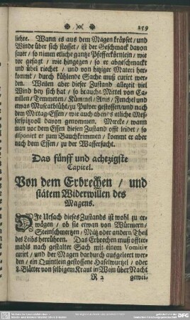 Das fünff und achtzigste Capitel. Von dem Erbrechen, und stätem Widerwillen des Magens