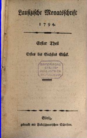 Lausizische Monatsschrift. 1794