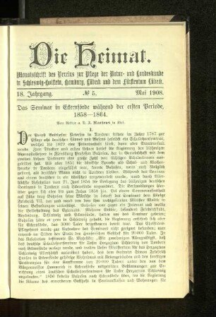 18. Jahrgang. No. 5. Mai 1908.