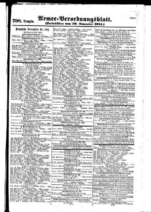 798. Ausgabe. Samstag, 20. November 1915