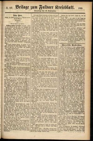 Zweite Ausgabe vom Dienstag, den 12. September 1899.
