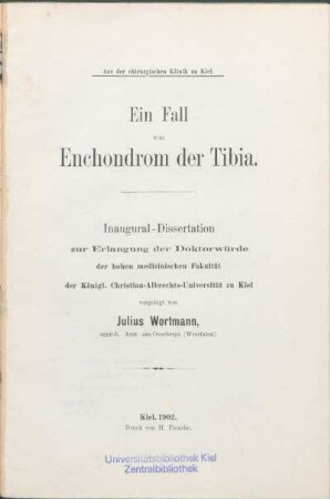 Ein Fall von Enchondrom der Tibia