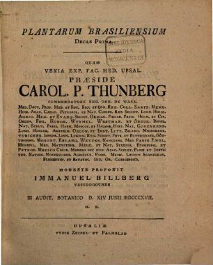Plantarum Brasiliensium ..., Decas prima