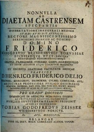 Nonnvlla ad diaetam castrensem spectantia