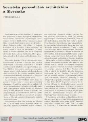 Sovietska porevolučná architektúra a Slovensko