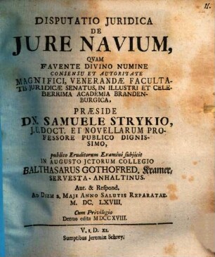Disp. ... de iure navium