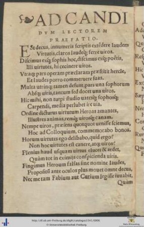 Ad Candidum Lectorem Praefatio