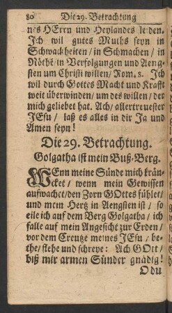 Die 29. Betrachtung. Golgatha ist mein Buß-Berg.
