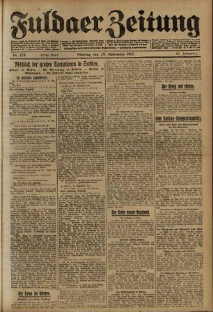 Erste Ausgabe vom Montag, den 29. November 1915.