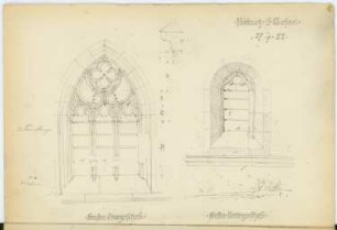 St. Michaelskapelle, Kiedrich: Ansichten, Detail Fenster (aus: Skizzen- und Fotoalbum 2)