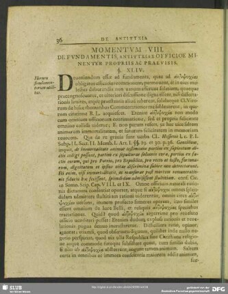 Momentum VIII. De Fundamentis, ΑΝΤΙΨΥΧΙΑΣ Officione Minenter Propriis Ac Praevisis