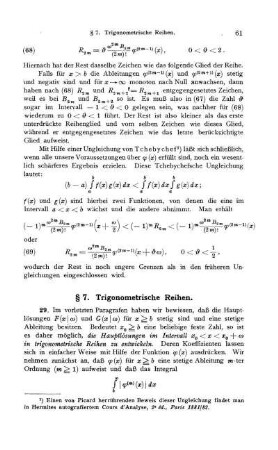 § 7. Trigonometrische Reihen.