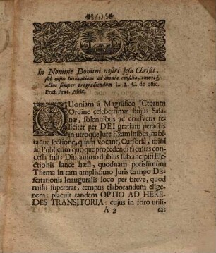 Dissertatio Inauguralis De Optione Ad Heredes Transitoria