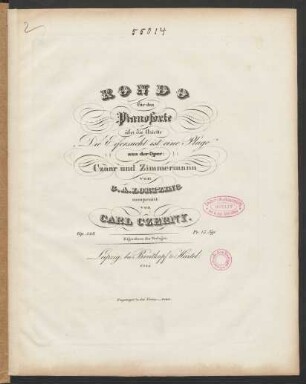 Rondo für das Pianoforte über die Ariette "Die Eifersucht ist eine Plage" : aus der Oper Czaar und Zimmermann : op. 548