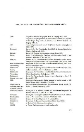 Verzeichnis der abgekürzt zitierten Literatur