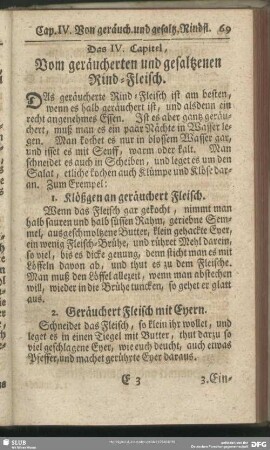 Das IV. Capitel, Vom geräucherten und gesaltzenen Rind-Fleisch
