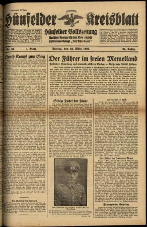 Erste Ausgabe vom Freitag, den 24. März 1939.