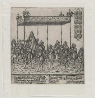Erinnerungsblatt: Traghimmel unter dem Kaiser Matthias in Nürnberg einzog
