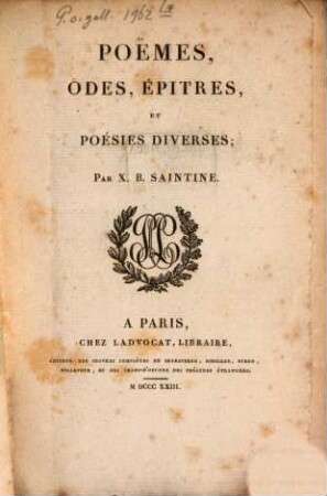 Poëmes, odes, épitres et poésies diverses