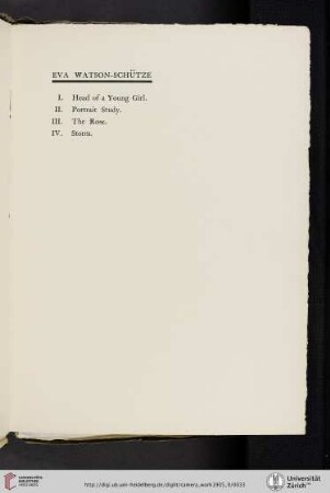 Eva Watson-Schütze [list of plates]