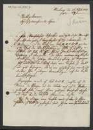 Brief von Jacob Sturm an Unbekannt