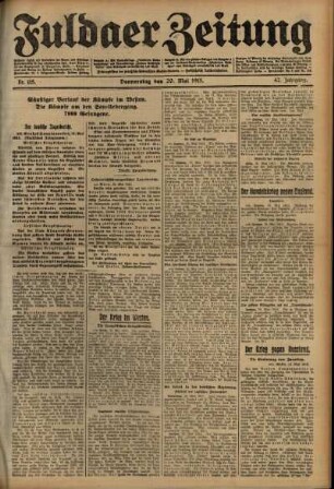 Ausgabe vom Donnerstag, den 20. Mai 1915.