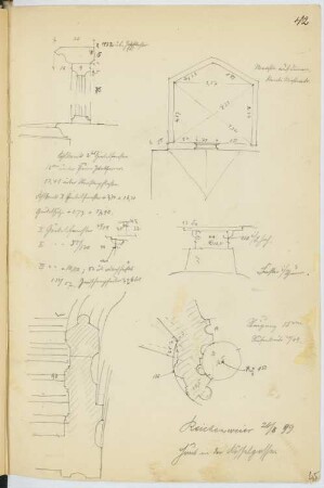 Wohnhaus Rösselgasse, Reichenweier: Grundriss, Details (aus: Skizzen- und Fotoalbum 16)