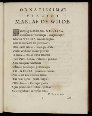 Ornatissimae Virgini Mariae De Wilde
