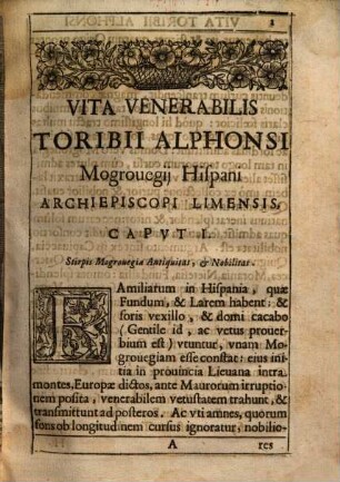 Vita venerabilis Toribii Alfonsi Mogrovegii Archiepiscopi Limensis : Ex actis legitimis de mandato sacrae Rituum Congregationis ...