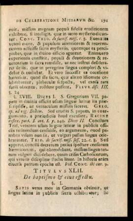 Titulus XLII. De baptismo & eius effectu.