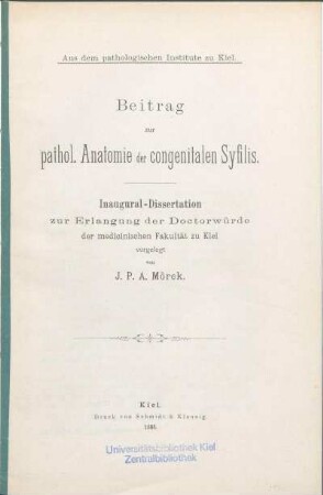 Beitrag zur pathol. Anatomie der congenitalen Syfilis