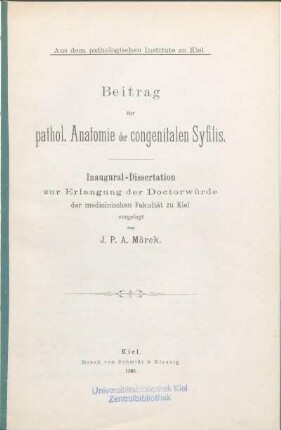 Beitrag zur pathol. Anatomie der congenitalen Syfilis