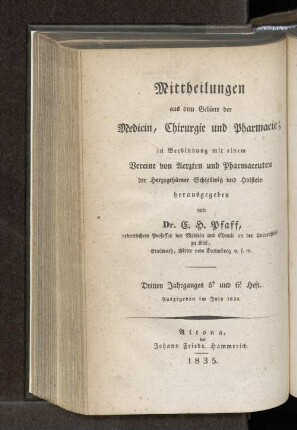 Dritten Jahrganges 5. und 6. Heft. Ausgegeben im July 1835. - Ersten Jahrganges 5. und 6. Heft. Ausgegeben im July 1835.